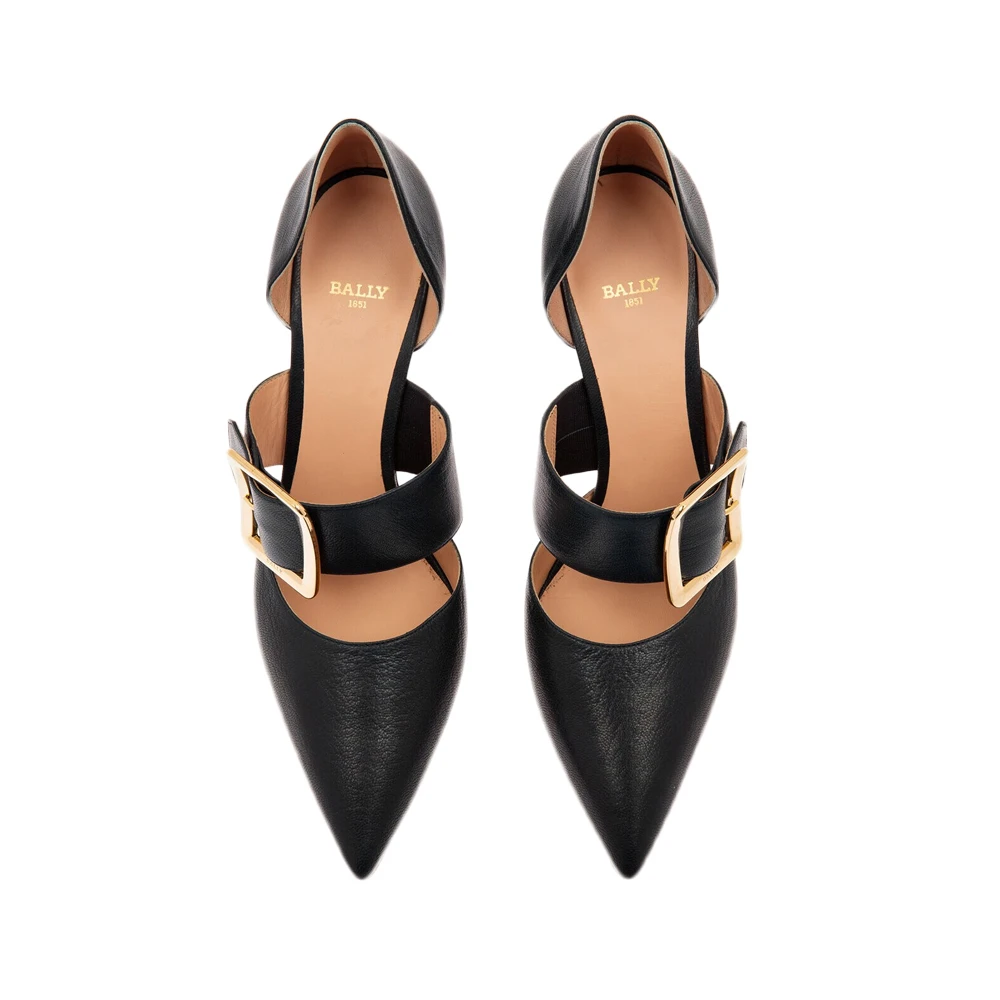 BALLY 女士黑色羊皮交叉扣带浅口高跟鞋 6238161 商品