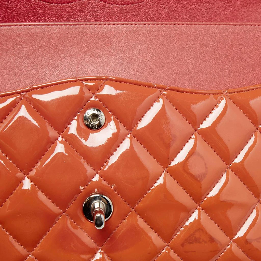 Chanel Orange Quilted Patent Leather Jumbo Classic Double Flap Bag 商品