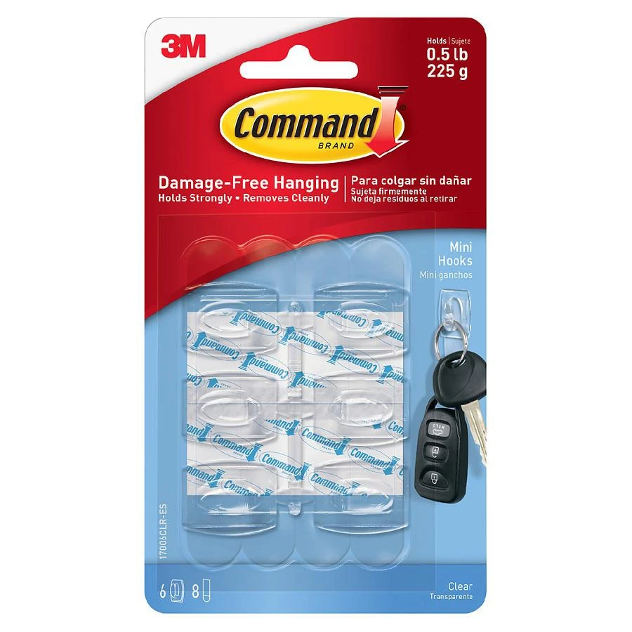 商品Command|Mini Clear Hooks with Clear Strips,价格¥49,第1张图片