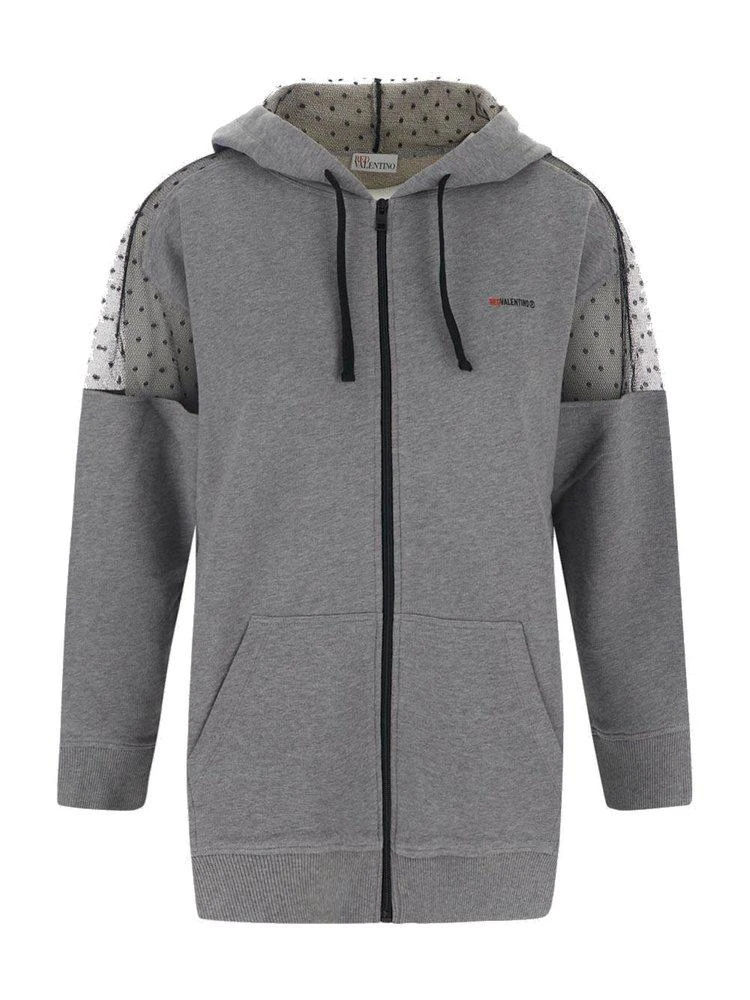 商品RED Valentino|REDValentino Tulle Detailed Zipped Hoodie,价格¥1521,第1张图片