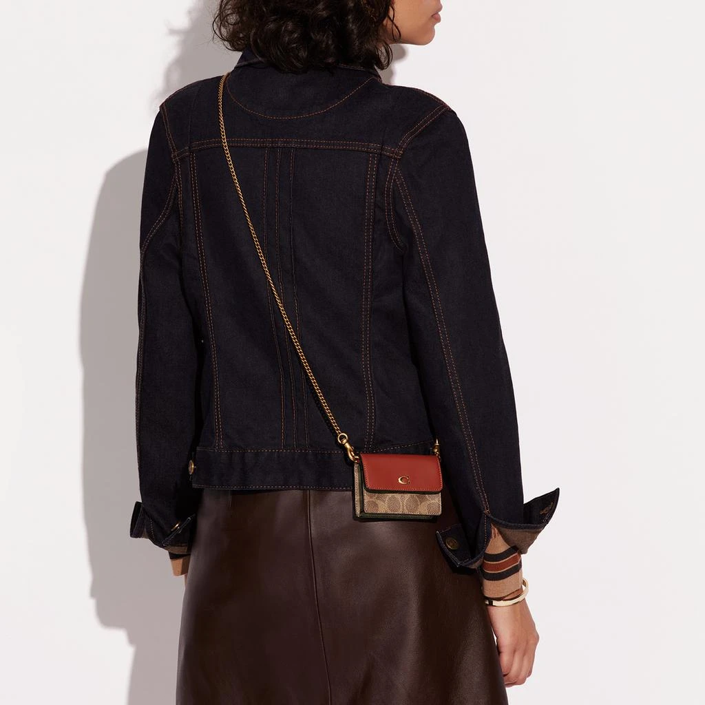 商品Coach|Coach Coated Canvas Signature Half Flap Card Case,价格¥676,第4张图片详细描述
