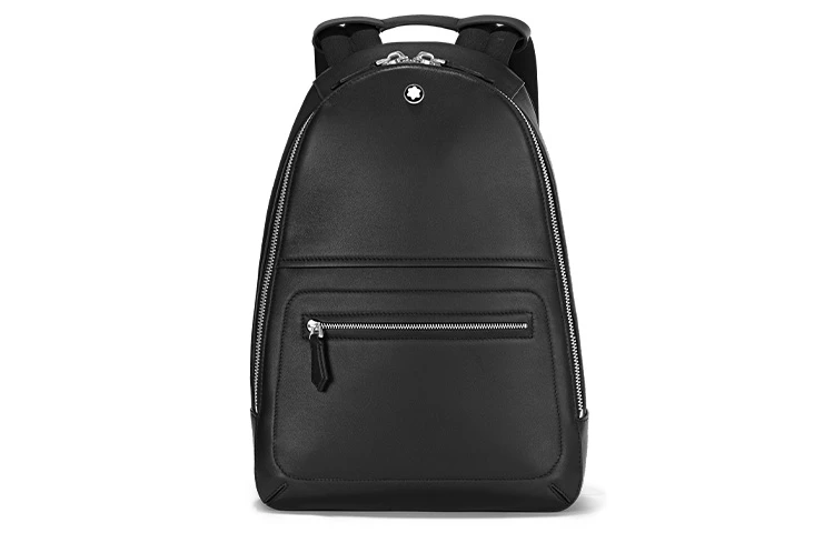 商品[国内直发] MontBlanc|万宝龙 Logo徽标拉链开合 粒面小牛皮 背包双肩包 迷你 男款 黑色,价格¥6618,第1张图片