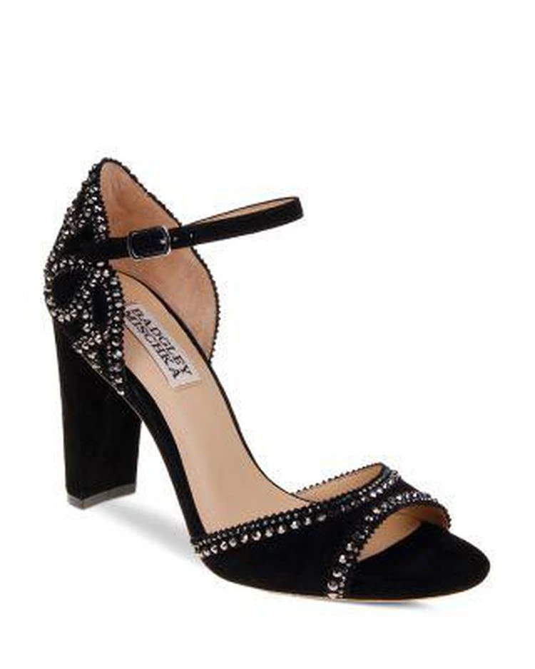 商品Badgley Mischka|Kelly Embellished Suede High-Heel Sandals,价格¥1322,第1张图片