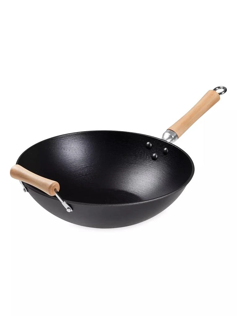 商品Escali|Joyce Chen Professional Series 14'' Cast Iron Flat Bottom Maple Handle Wok,价格¥446,第4张图片详细描述