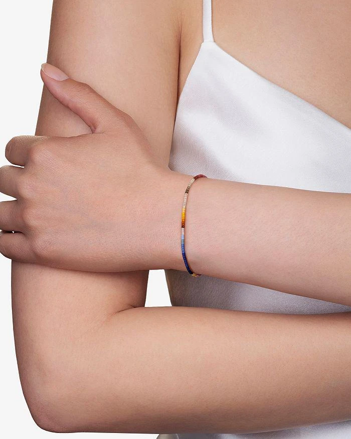 商品Shashi|Sam Multicolor Seed Bead Slider Bracelet in 14K Gold Plated Sterling Silver,价格¥404,第2张图片详细描述