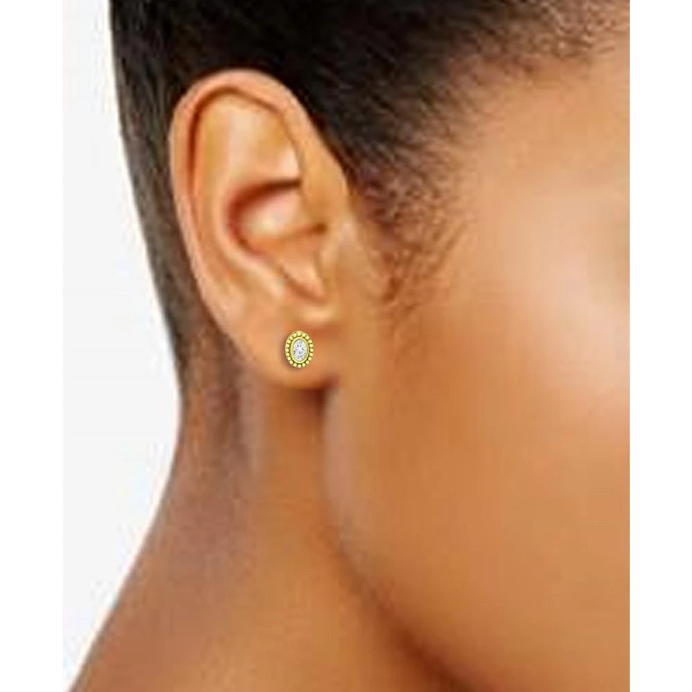 商品Giani Bernini|Cubic Zirconia Oval Beaded Frame Stud Earrings, Created for Macy's,价格¥75,第2张图片详细描述