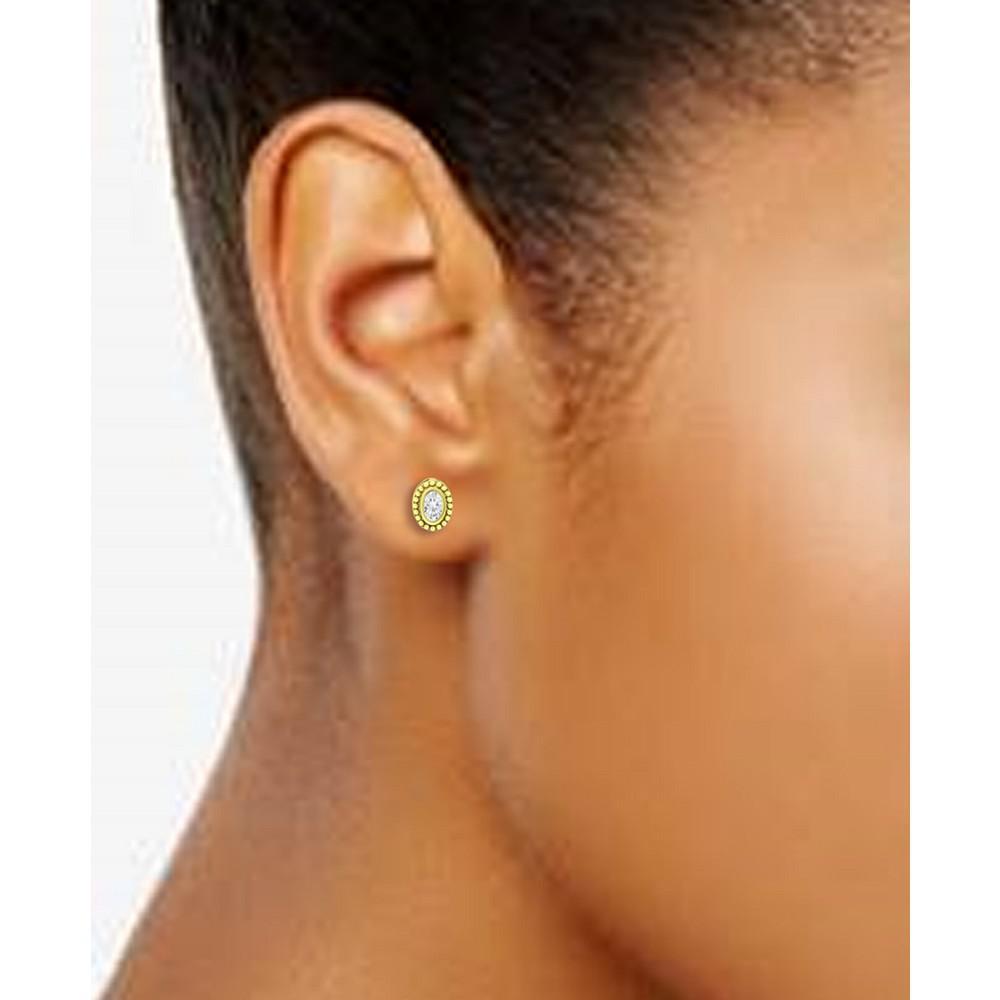 商品Giani Bernini|Cubic Zirconia Oval Beaded Frame Stud Earrings, Created for Macy's,价格¥74,第4张图片详细描述