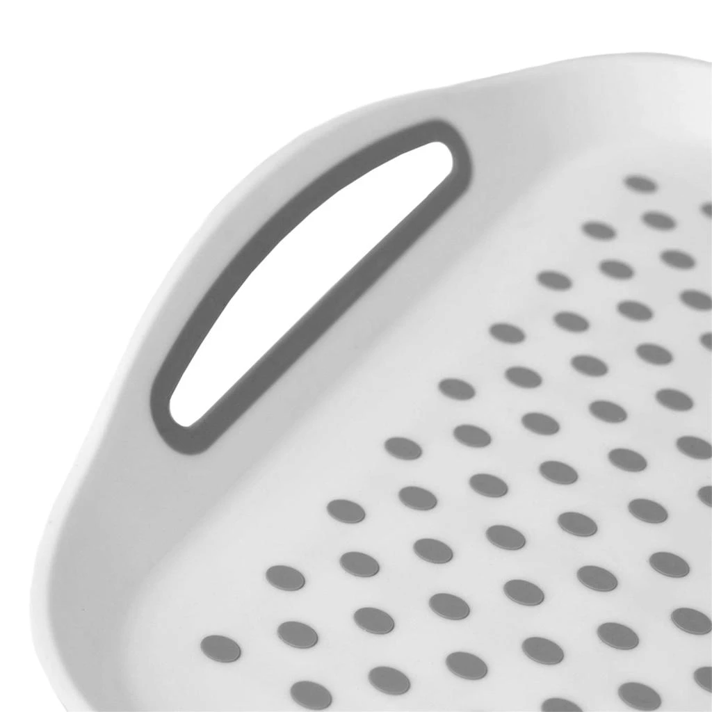 Home Basics Anti-Slip Plastic Serving Tray with Easy Grip Handles, White 商品