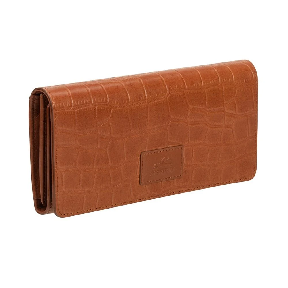 商品Mancini Leather Goods|Women's Croco Collection RFID Secure Trifold Wallet,价格¥705,第2张图片详细描述