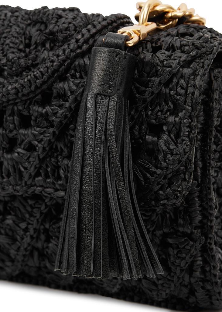 商品Tory Burch|Fleming black woven raffia shoulder bag,价格¥4596,第5张图片详细描述