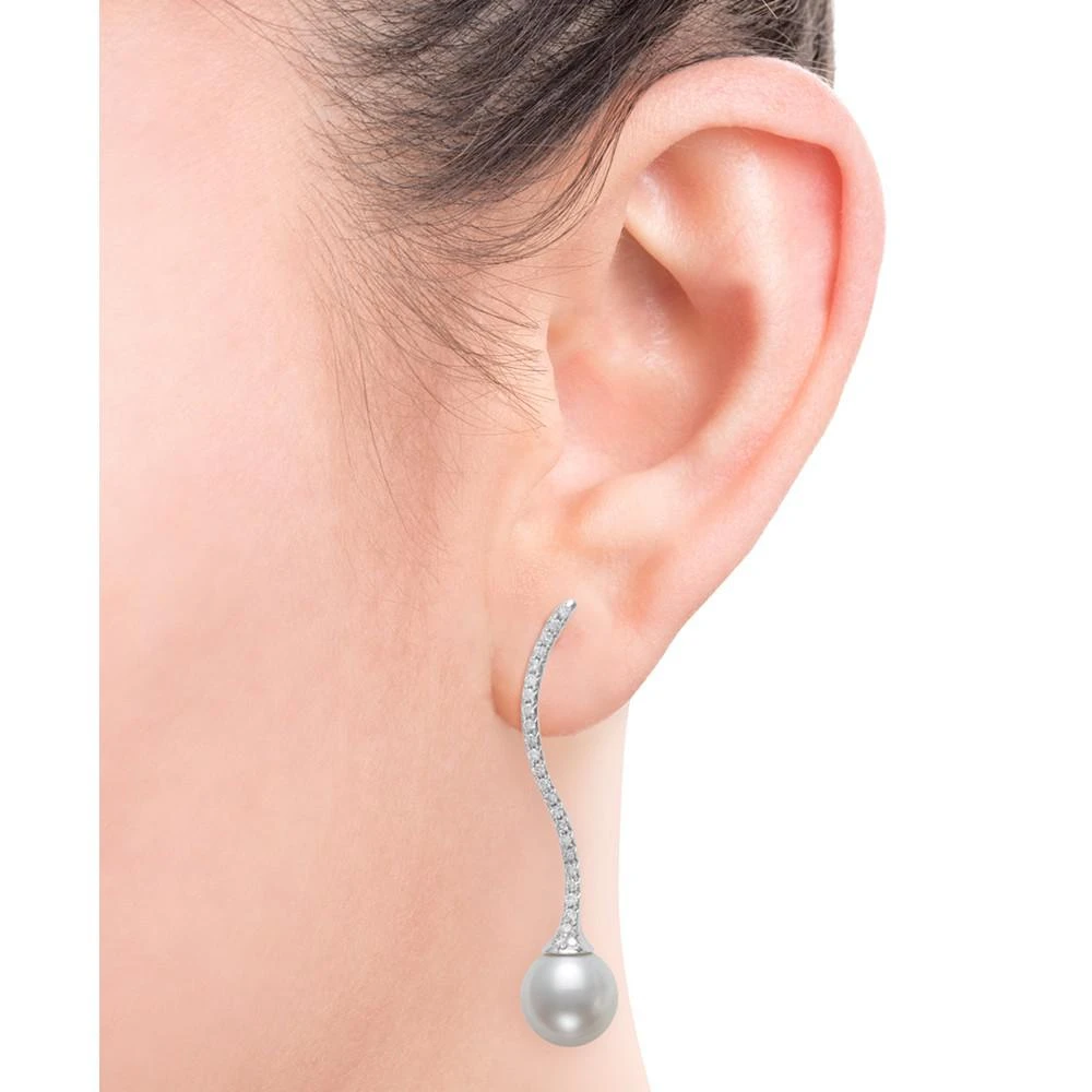 商品Belle de Mer|Cultured Freshwater Pearl (9mm) & Diamond (3/8 ct. t.w.) Swirl Drop Earrings in 14k White Gold, Created for Macy's,价格¥7206,第2张图片详细描述