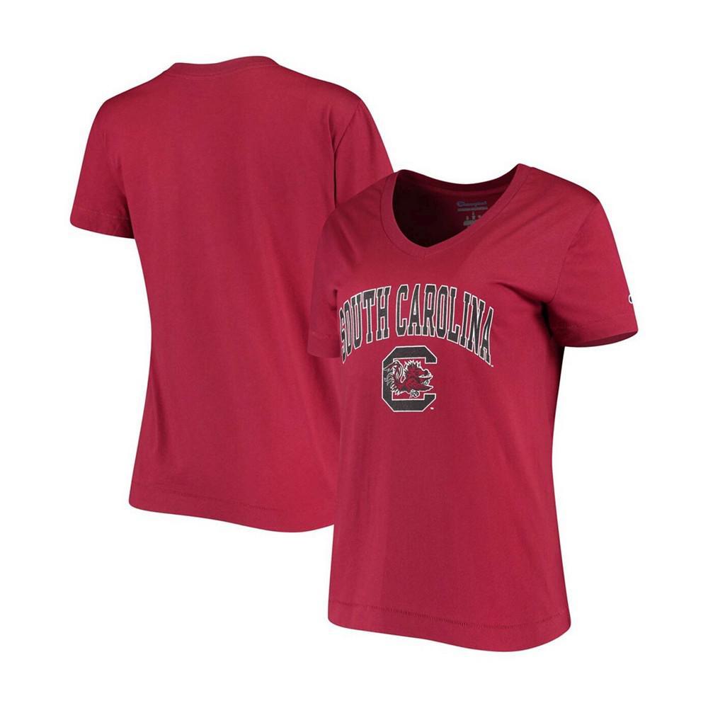商品CHAMPION|Women's Garnet South Carolina Gamecocks University Arch Logo V-Neck T-shirt,价格¥201,第1张图片