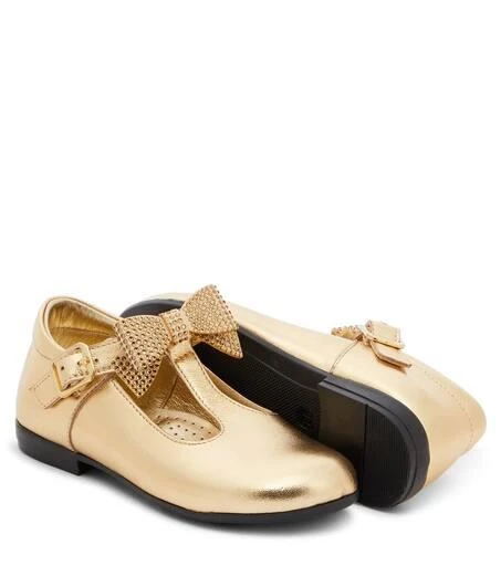 商品MONNALISA|Baby bow-detail leather ballet flats,价格¥943,第5张图片详细描述