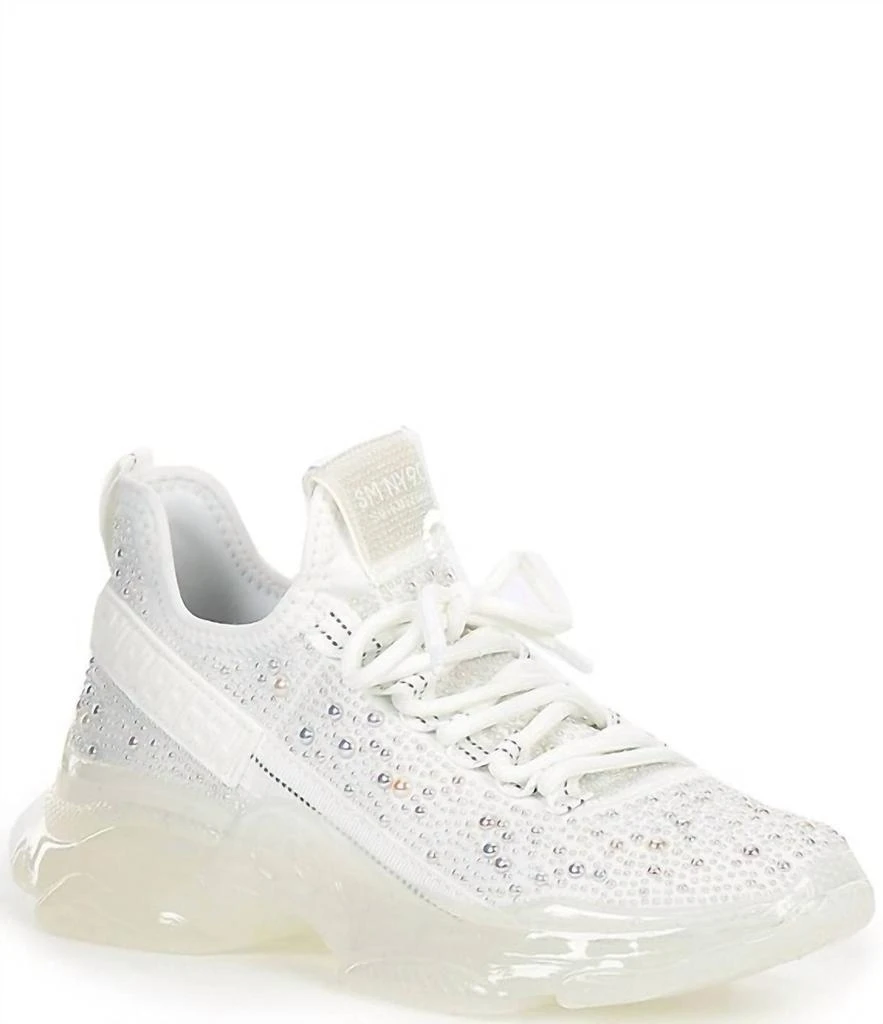 商品Steve Madden|Maxima-P Pearl Embellished Chunky Platform Retro Sneakers In White,价格¥583,第1张图片