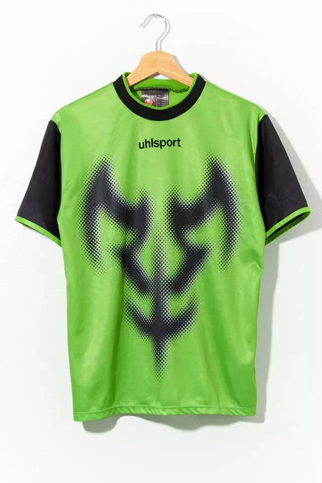 商品Urban Outfitters|Vintage 90s Uhlsport Neon Green Graphic Soccer Jersey Short Sleeve,价格¥824,第1张图片