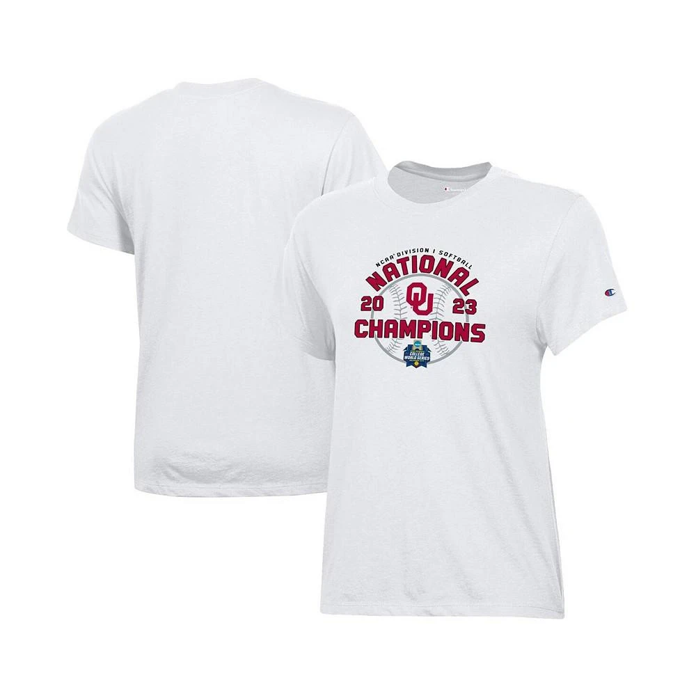 商品CHAMPION|Women's White Oklahoma Sooners 2023 NCAA Softball Women's College World Series Champions Locker Room T-shirt,价格¥222,第1张图片