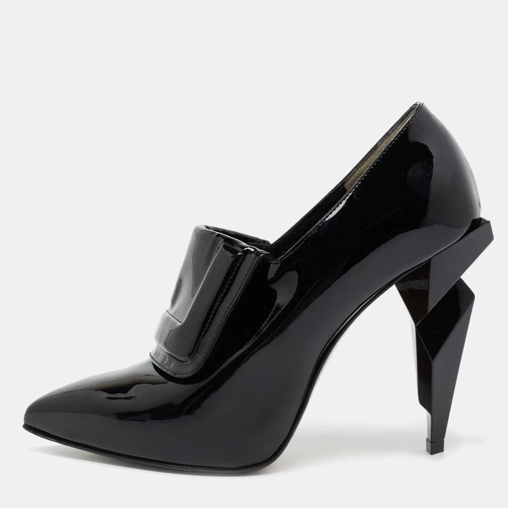 商品Fendi|Fendi Black Patent Leather Diamond Heel Pointed Toe Ankle Booties Size 38.5,价格¥3258,第1张图片