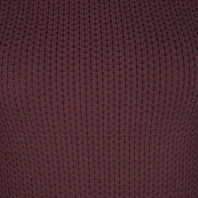 Alexander Wang Burgundy Textured Knit Fitted Sweater S商品第4张图片规格展示