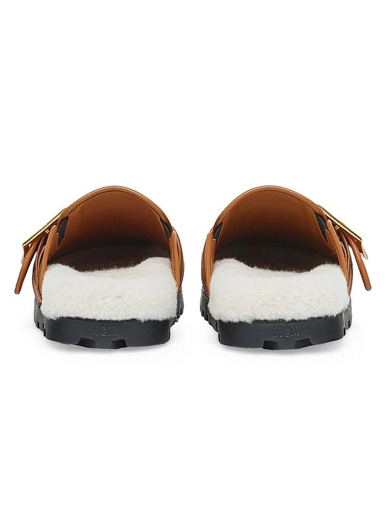 商品MCM|Shearling-Lined Logo Leather Mules,价格¥2697,第3张图片详细描述