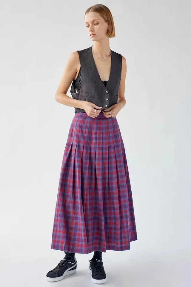 商品Urban Renewal|Urban Renewal Vintage Plaid Pleated Maxi Skirt,价格¥113,第1张图片