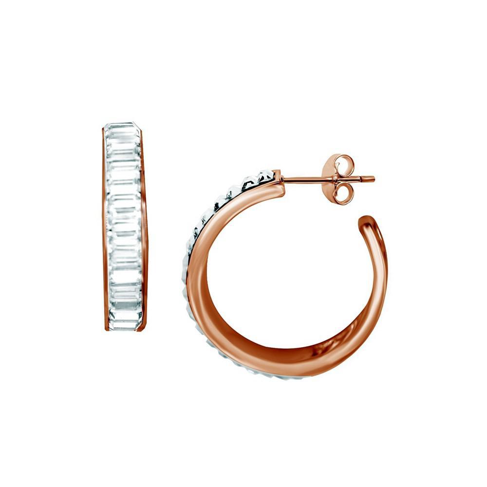 商品Essentials|Crystal Baguette Hoop Earring, Rose Gold Plate,价格¥110,第1张图片