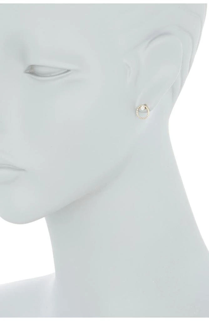 商品CANDELA JEWELRY|14K Yellow Gold CZ Textured Hoop Stud Earrings,价格¥701,第2张图片详细描述
