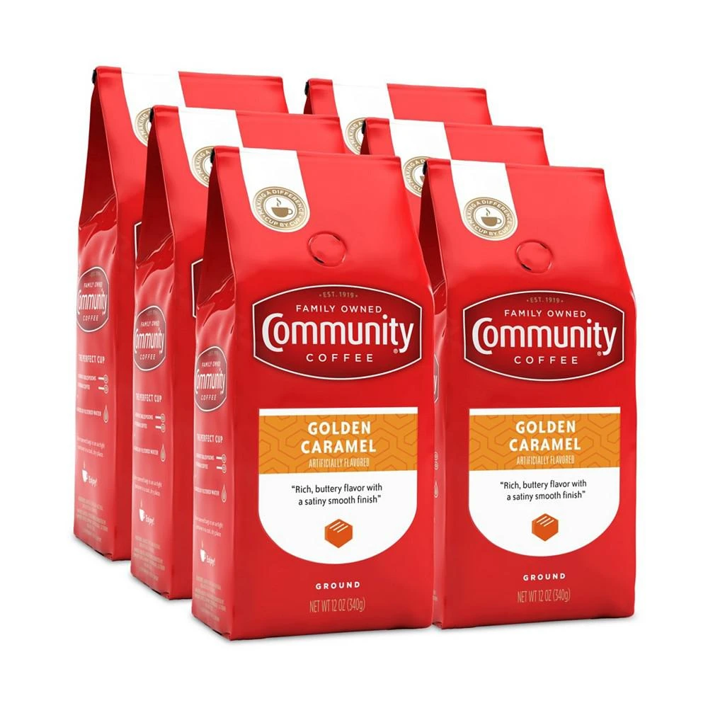 商品Community Coffee|Golden Caramel Medium Roast Premium Ground Coffee, 12 Oz - 6 Pack,价格¥464,第1张图片
