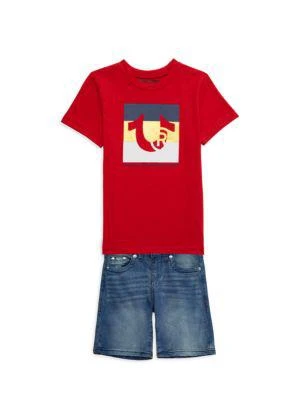 商品True Religion|Little Boy's 2-Piece Tee & Denim Shorts Set,价格¥204,第1张图片