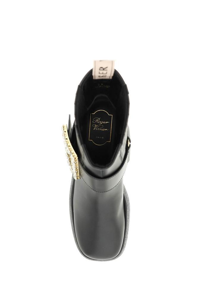 商品Roger Vivier|Roger vivier viv' rangers flatform ankle boots with strass buckle,价格¥8389,第4张图片详细描述