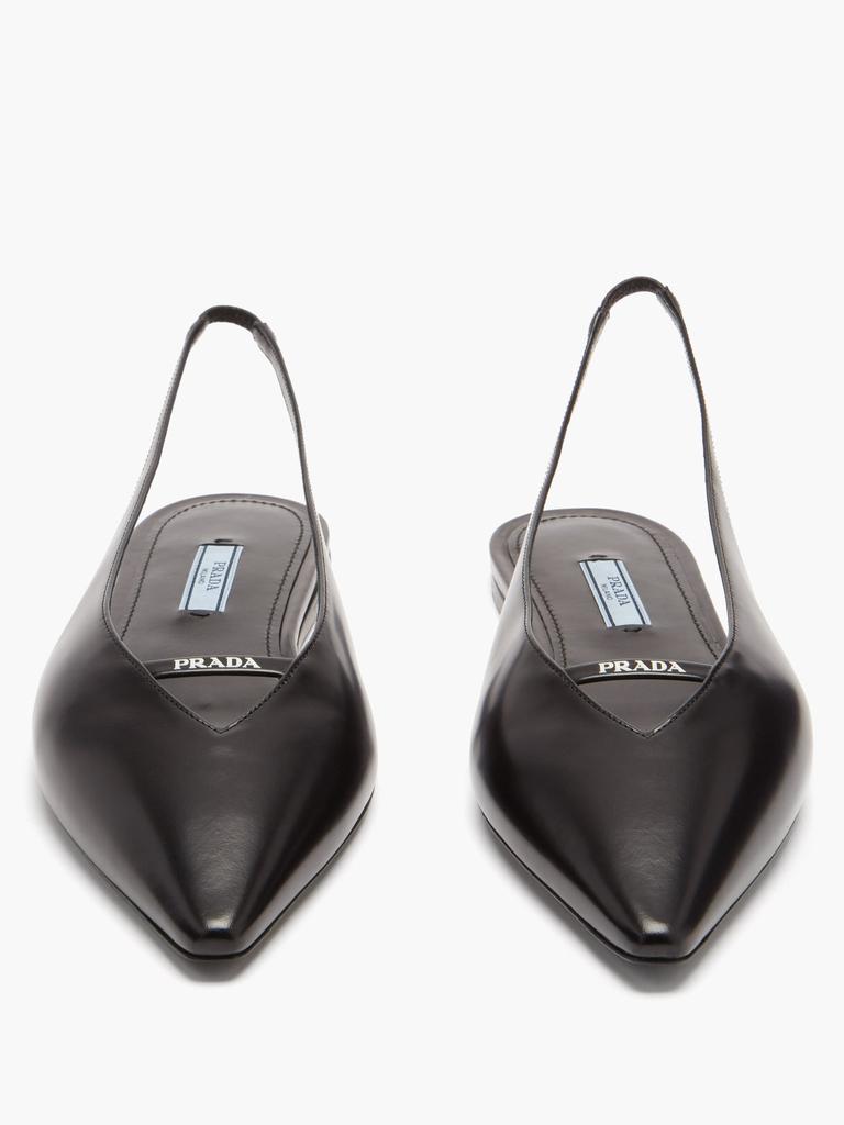 Point-toe spazzolato-leather slingback flats商品第5张图片规格展示