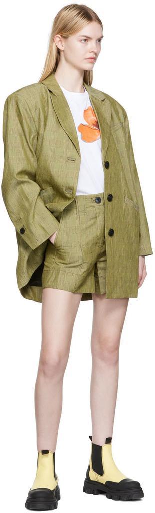 商品Ganni|Yellow Linen Shorts,价格¥487,第6张图片详细描述
