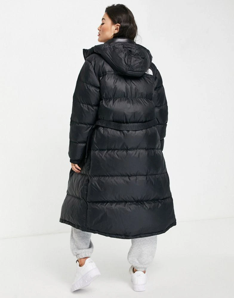 商品The North Face|The North Face Nuptse belted long down parka coat in black,价格¥3786,第2张图片详细描述