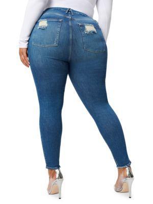 商品Good American|Good Legs High Rise Distressed Stretch Skinny Jeans,价格¥522,第4张图片详细描述