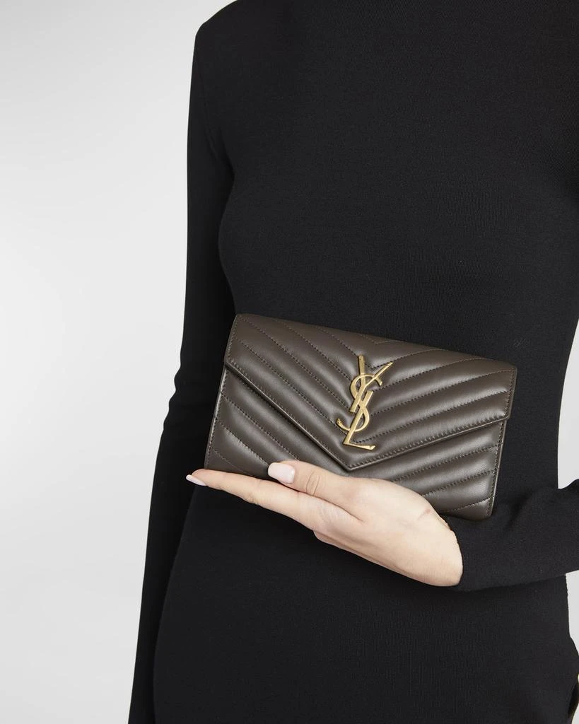 商品Yves Saint Laurent|YSL Monogram Large Envelope Flap Wallet in Smooth Leather,价格¥8417,第4张图片详细描述