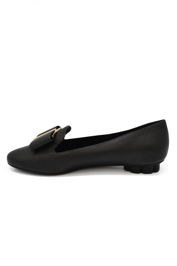 Women Luxury Shoes   Salvatore Ferragamo Flower Heel Black Slippers商品第3张图片规格展示