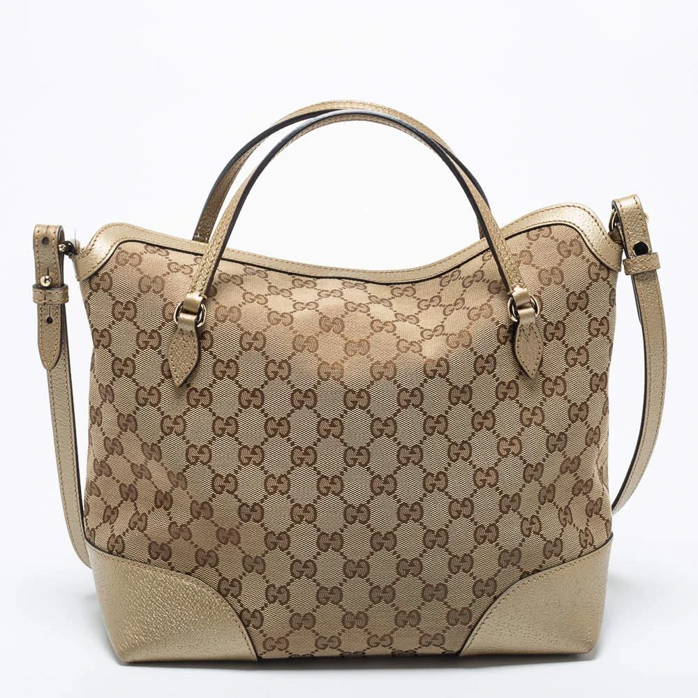 商品[二手商品] Gucci|Gucci Beige/Gold GG Canvas and Leather Medium Bree Foldover Tote,价格¥5979,第4张图片详细描述