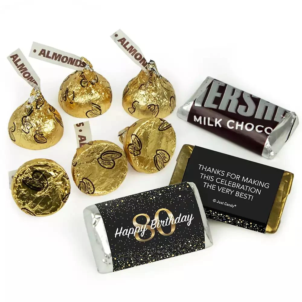 商品Just Candy|80th Birthday Candy Party Favors Hershey's Miniatures & Almond Kisses, 128 Pieces,价格¥295,第2张图片详细描述
