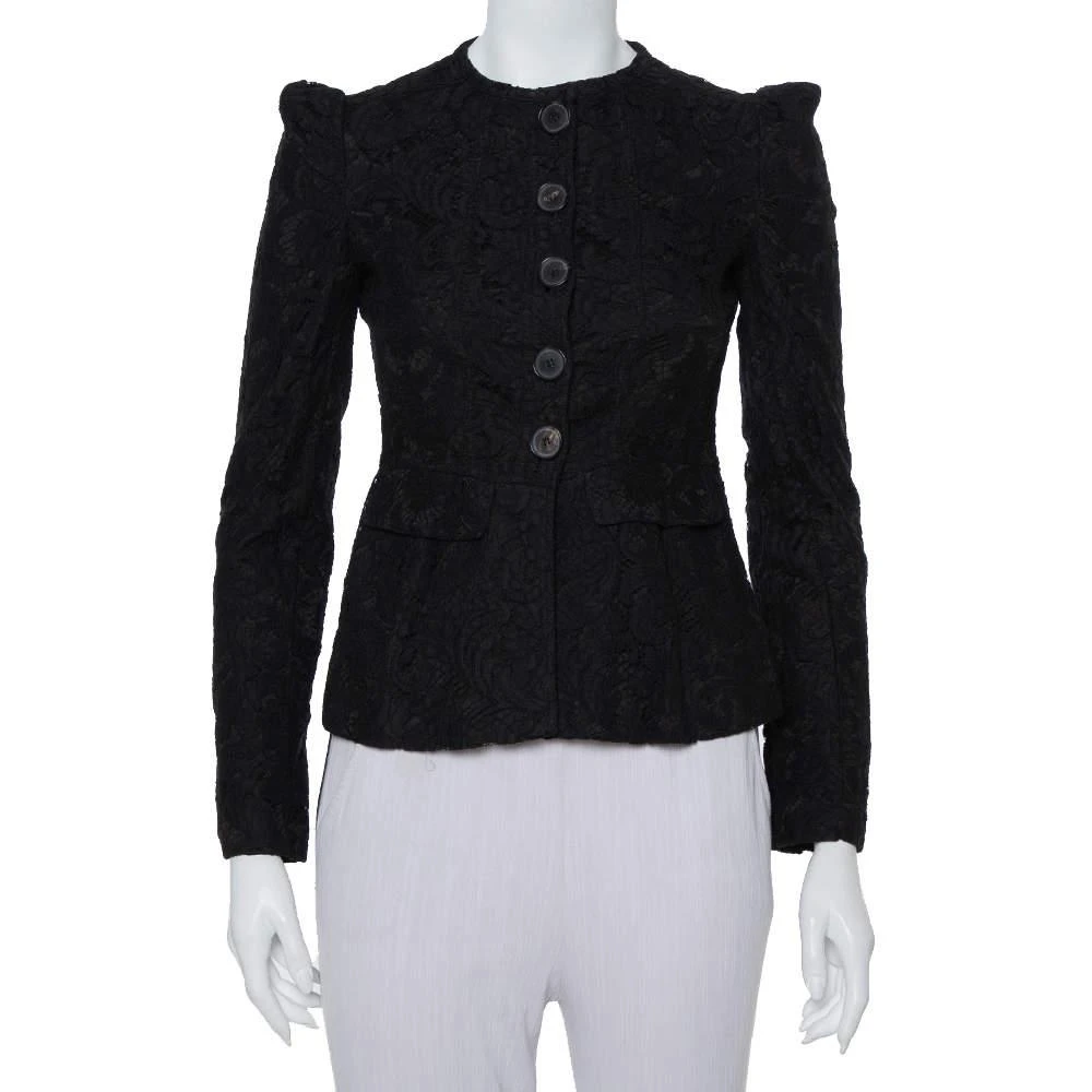 商品[二手商品] Burberry|Burberry Black Lace Button Front Tailored Jacket S,价格¥1576,第1张图片