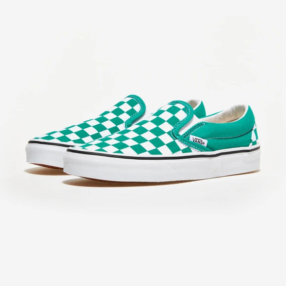 【韩国直邮|包邮包税】万斯 CLASSIC SLIP-ON  运动鞋 一脚蹬 懒人鞋  VN0A5JMHB00 (CHECKERBOARD) PEPPER GREEN/TRUE WHITE 商品