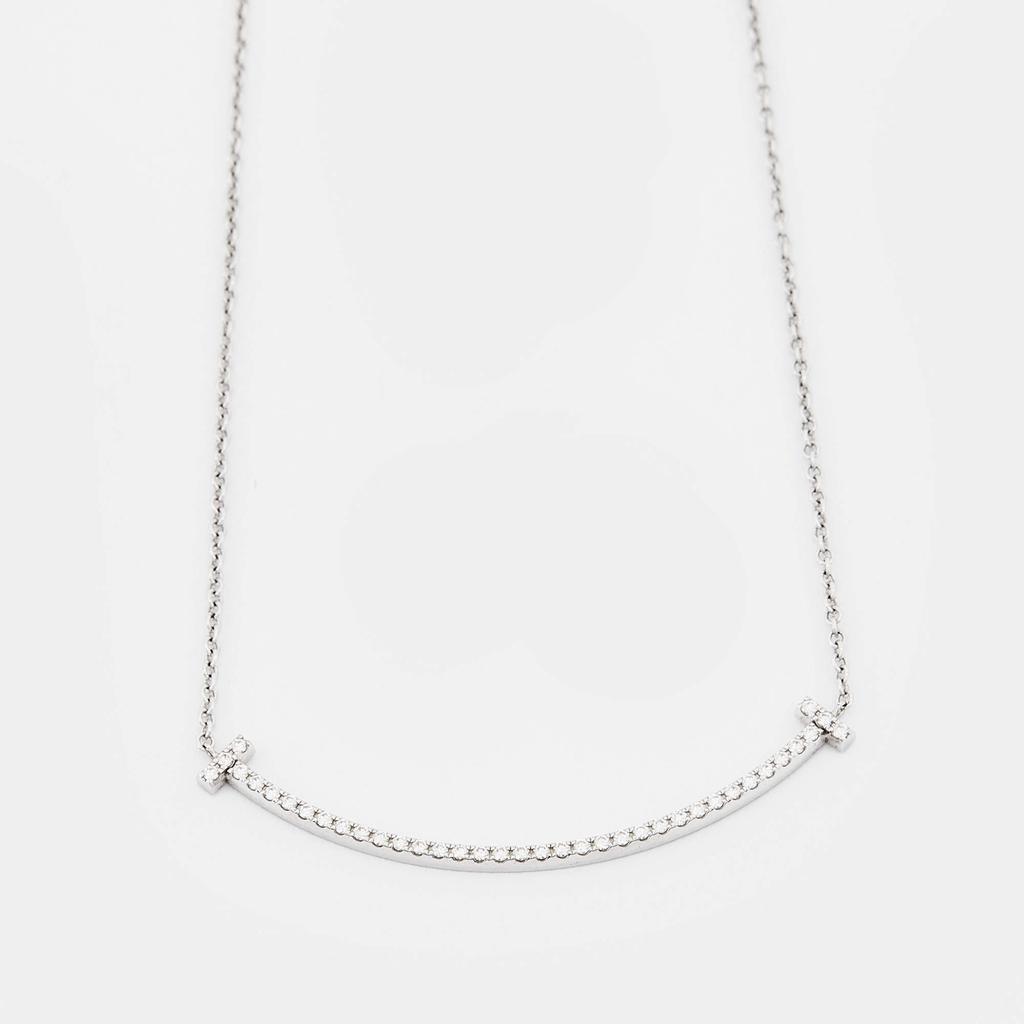 商品[二手商品] Tiffany & Co.|Tiffany & Co. Tiffany T Smile Diamond 18k White Gold Necklace,价格¥12886,第1张图片