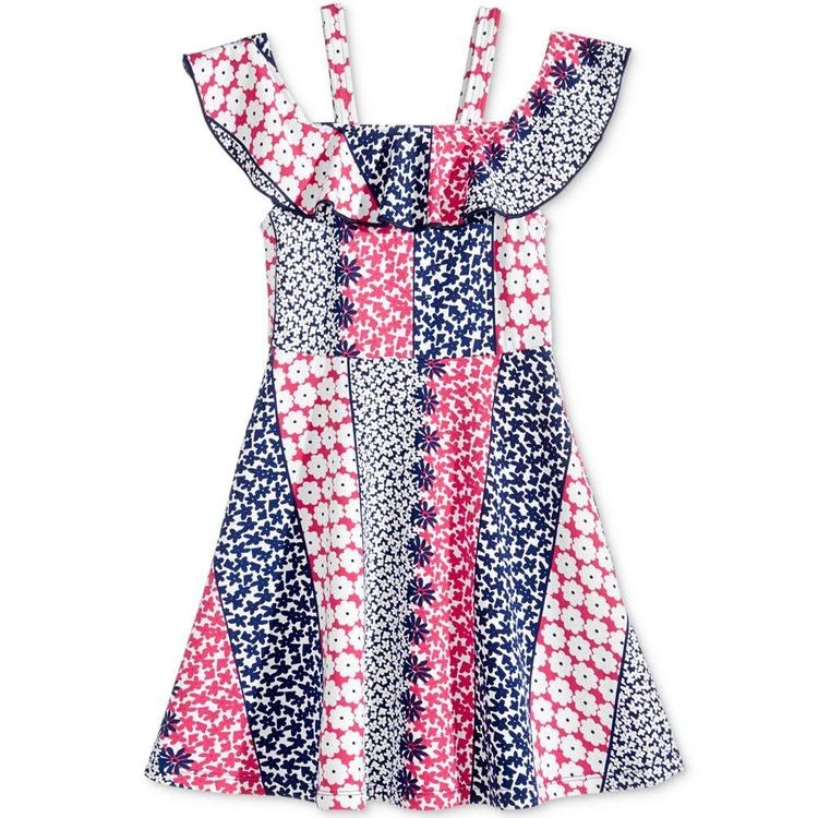 商品Epic Threads|Floral-Print Patchwork Off-The-Shoulder Dress, Toddler & Little Girls (2T-6X), Only at Macy's,价格¥101,第1张图片