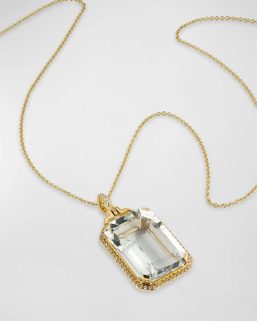 商品Goshwara|18K Yellow Gold Emerald Cut Prasiolite Pendant Necklace with Diamonds,价格¥27010,第3张图片详细描述