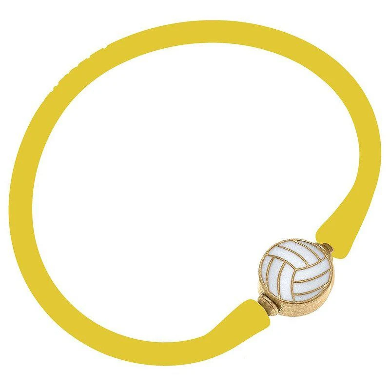 商品Canvas Style|Enamel Volleyball Silicone Bali Bracelet In Yellow,价格¥214,第1张图片