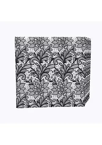 商品Fabric Textile Products, Inc.|Textile Products Inc. Napkin Set 100 Polyester Set Of 4 18X18 Lace Doodles Black White,价格¥225,第1张图片
