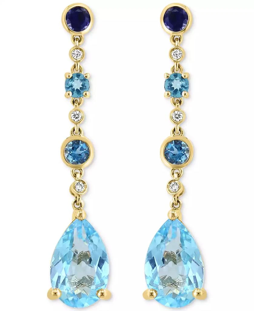 商品Effy|EFFY® Multi-Gemstone (5-5/8 ct. t.w.) & Diamond (1/20 ct. t.w.) Linear Drop Earrings in 14k Gold,价格¥6020,第2张图片详细描述