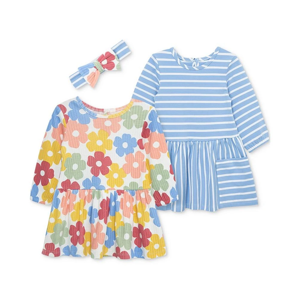 商品Little Me|Baby Girls 3-Pc. Multi Floral Knit Dress Set with Headband,价格¥283,第1张图片