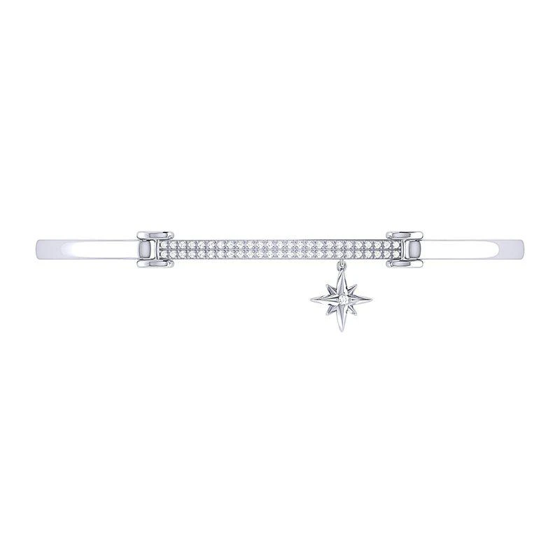 商品LuvMyJewelry|Little North Star Diamond Bar Bangle in Sterling Silver,价格¥3616,第2张图片详细描述