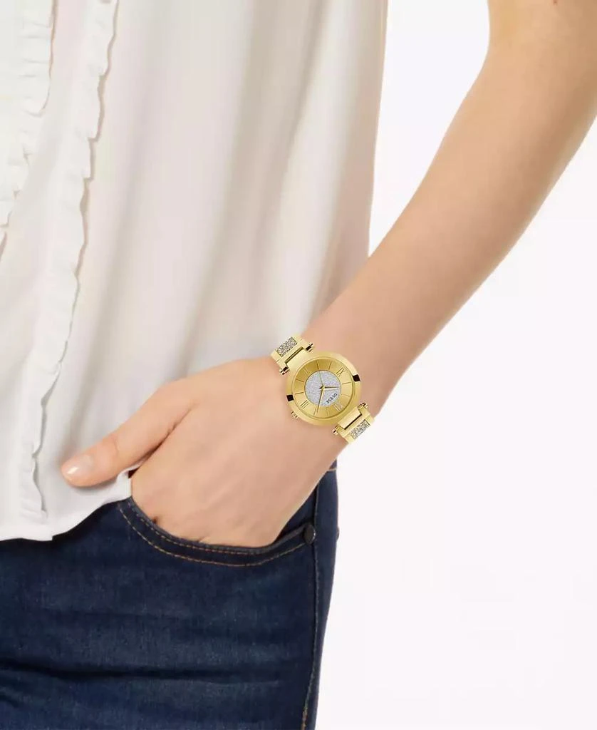 商品GUESS|Women's Gold-Tone Stainless Steel & Cubic Zirconia Crystal Bangle Bracelet Watch 36mm,价格¥624,第4张图片详细描述