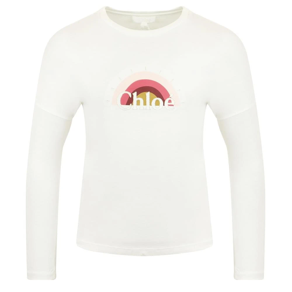 商品Chloé|Ivory Rainbow Logo Long Sleeve T Shirt,价格¥317,第1张图片