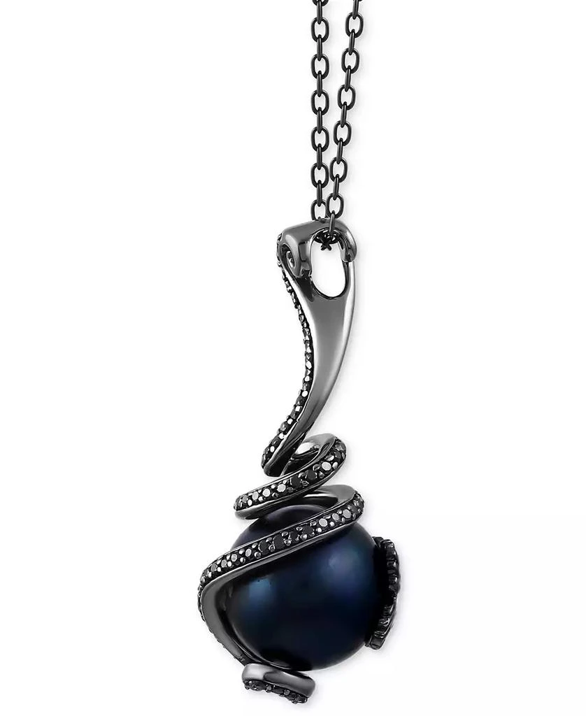 商品Disney Enchanted Vault|Black Drill Pearl (10mm) & Black Diamond (1/4 ct. t.w.) Ursula Tentacle Pendant Necklace in Black Rhodium-Plated Sterling Silver, 16" + 1" extender,价格¥1995,第3张图片详细描述